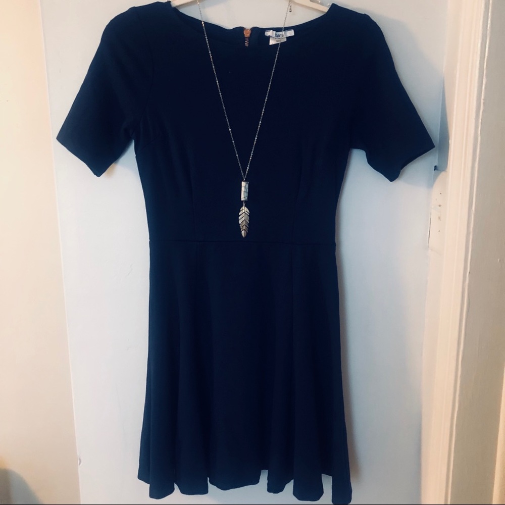 BAR III Short-Sleeved Navy Skater Dress